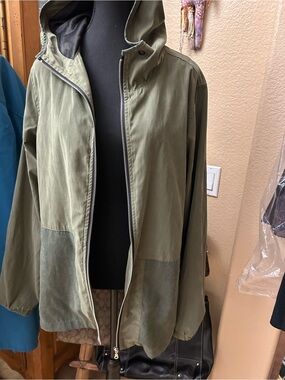 Ezekiel Olive Hooded Zip-Front Raincoat